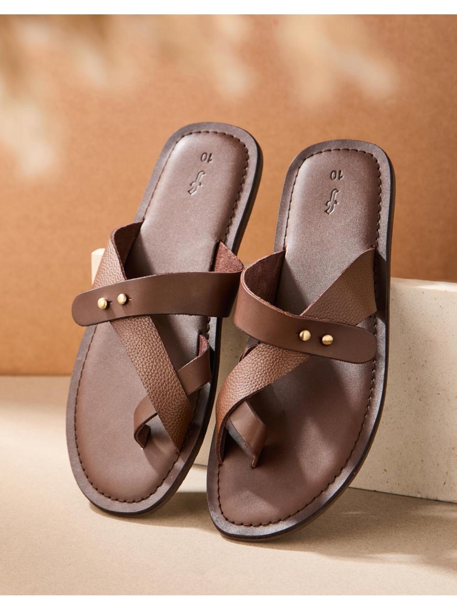 Fabindia Brown Leather Sandals