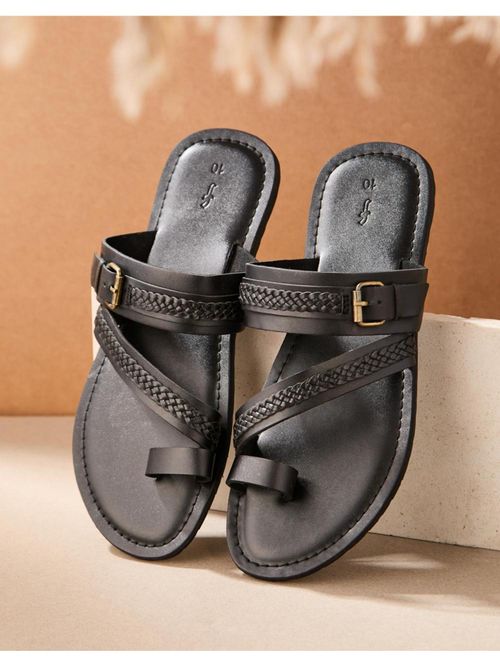 Fabindia Black Leather Sandals