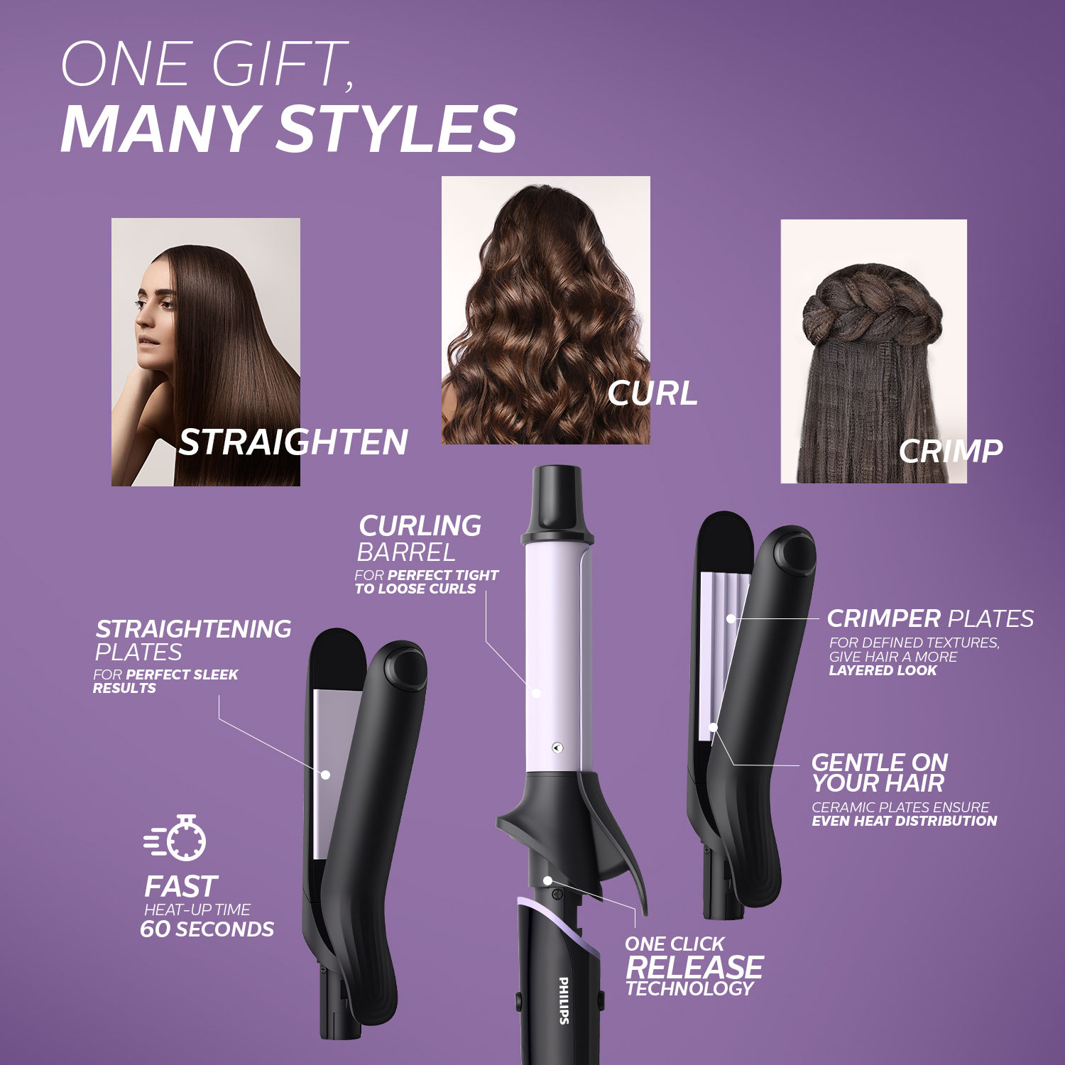 Buy Kaiv 3In1 Hair Styler Straightener Curler  Crimper With Ceramic Co   Colour May Vary Online at Best Price of Rs 1800  bigbasket