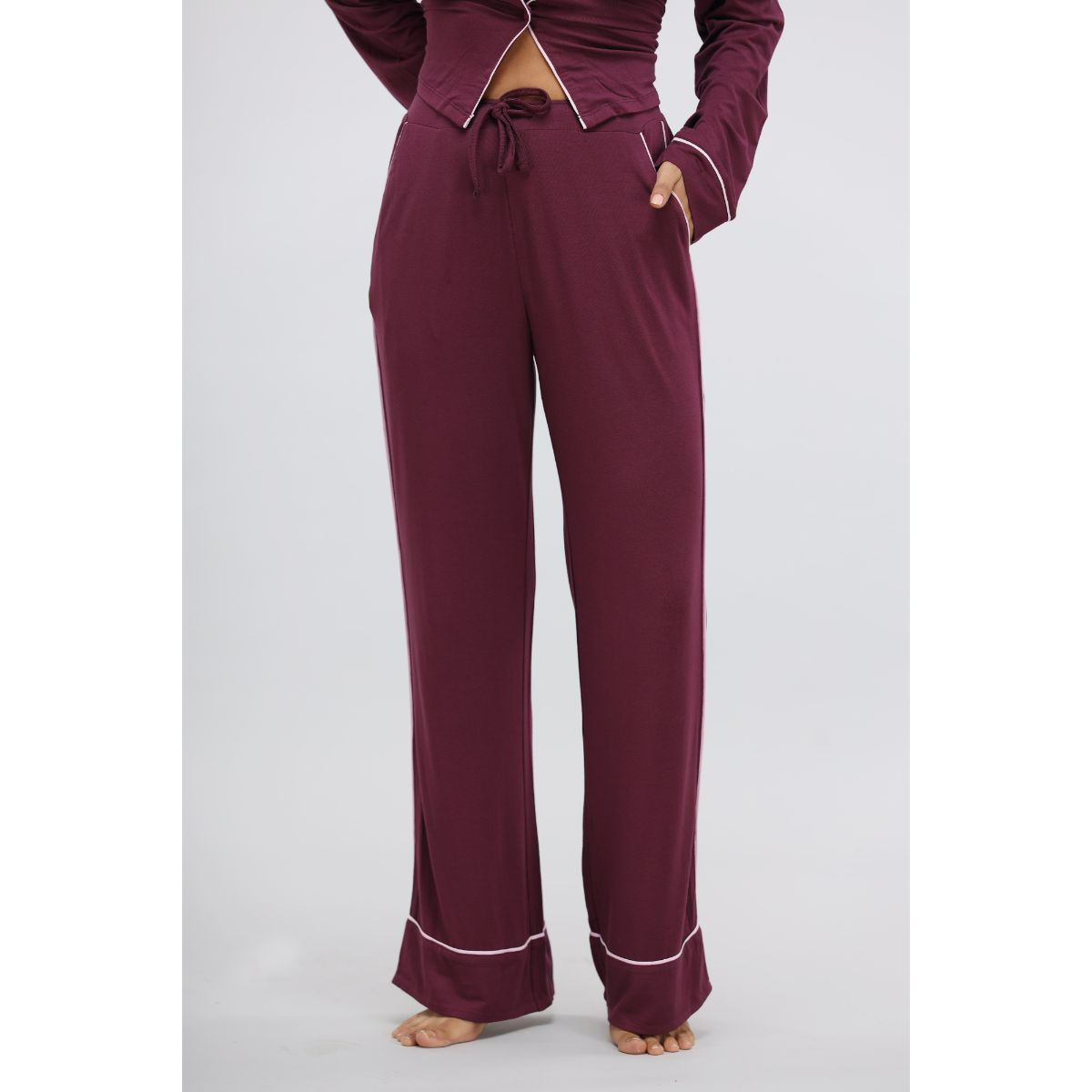 Buy NeceSera Wine Modal Piping Pajamas Online