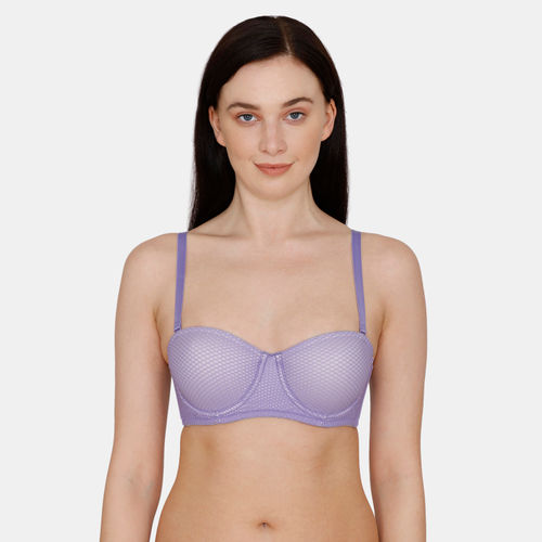 Buy Zivame Padded Wired 3/4th Coverage Strapless Bra - Violet