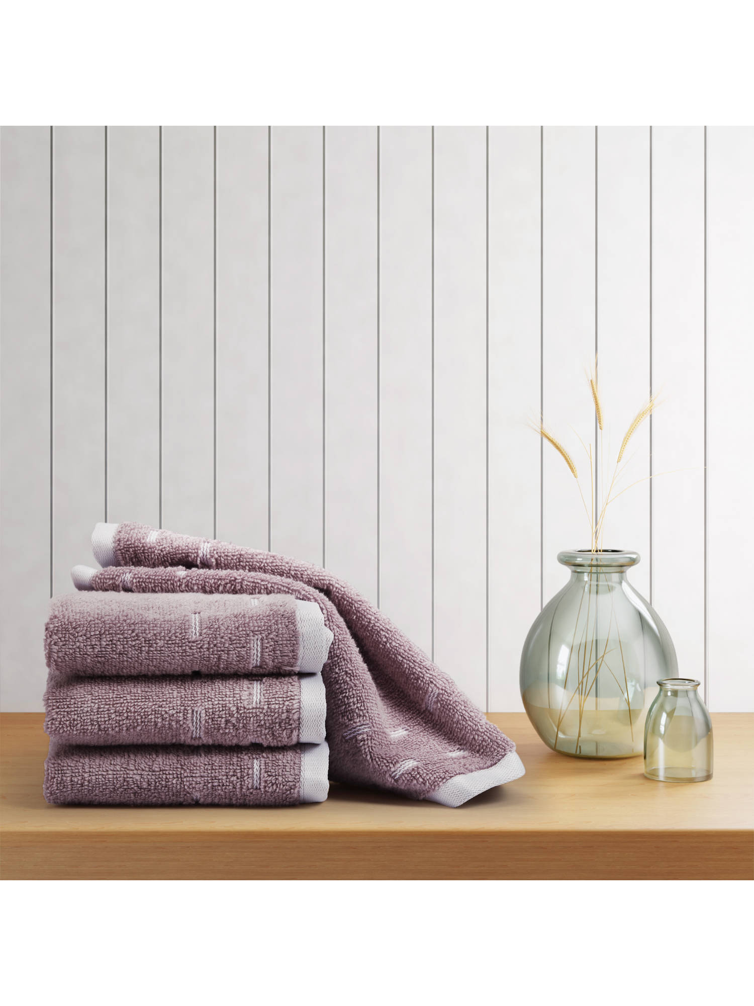 SPACES Purple Airsoft Cotton 450 Gsm Dobby Weave Plain Face Towels