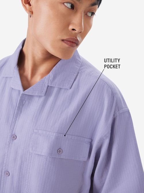 The Souled Store Lavender Purple Men Textured Shirt