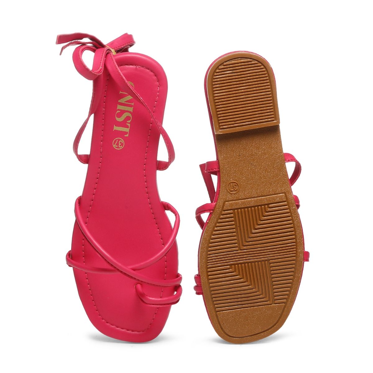 GNIST Hot Pink Tie up Flat Sandal