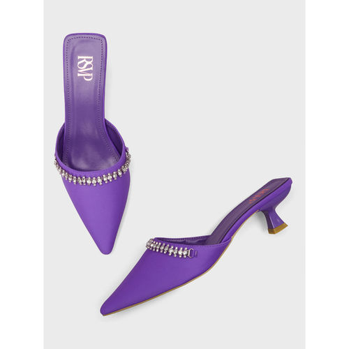 Buy RSVP by Nykaa Fashion Purple Pointed Toe Embellished Mule