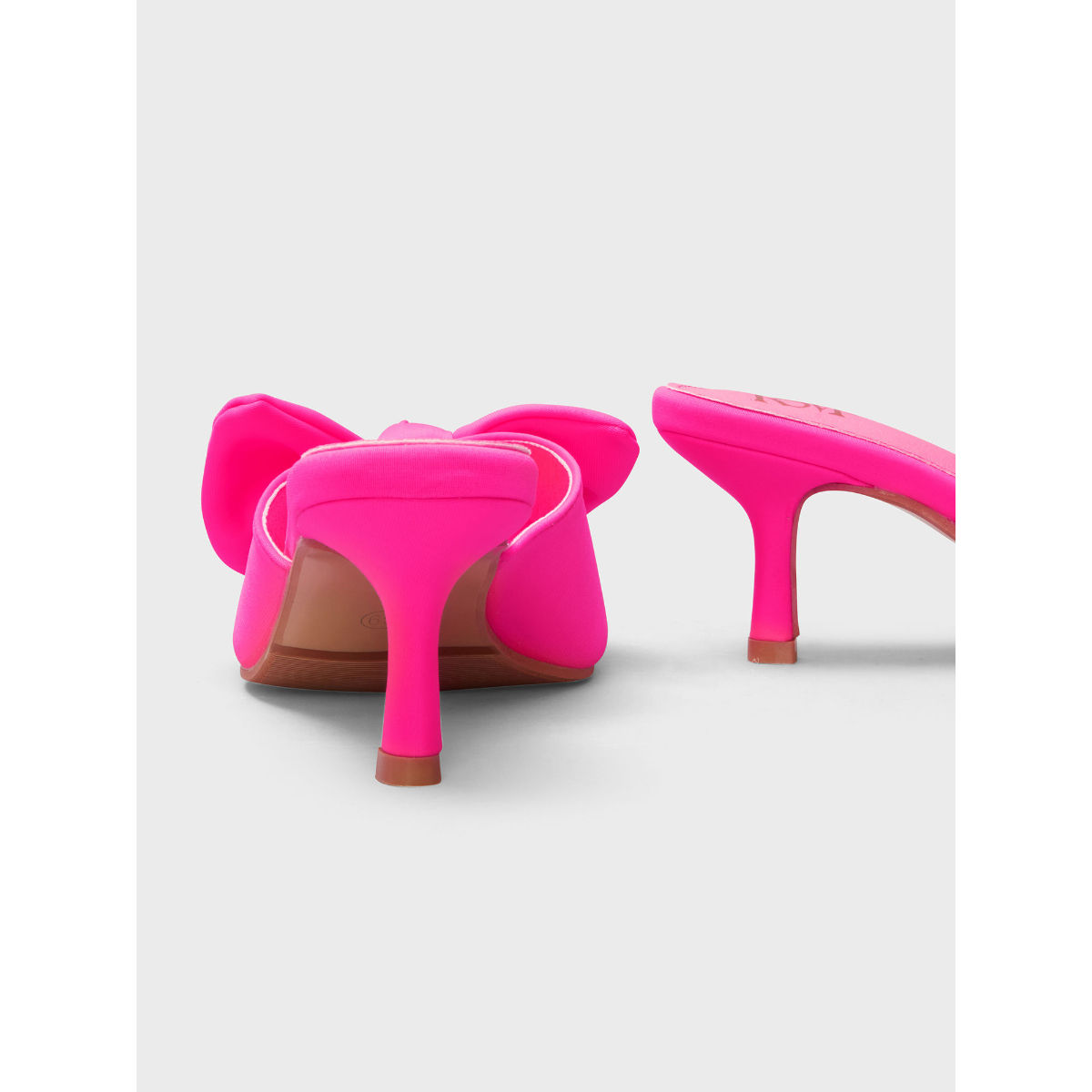Buy RSVP by Nykaa Fashion Neon Pink Square Toe Bow Detail Kitten Heels Online