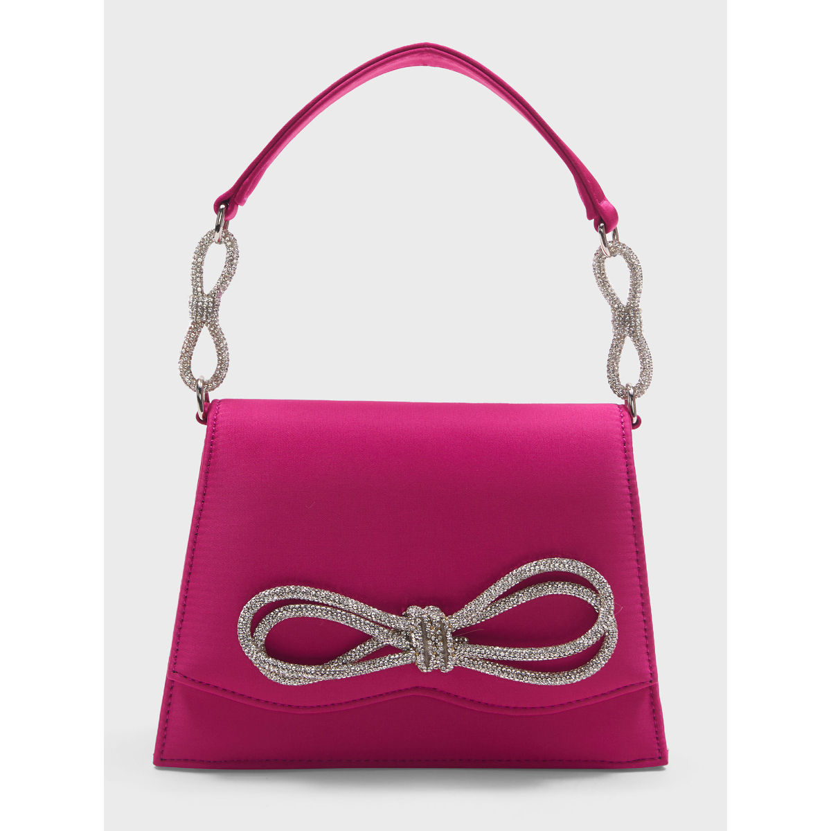 RSVP by Nykaa Fashion Dark Pink Diamante Embellished Bow Handbag