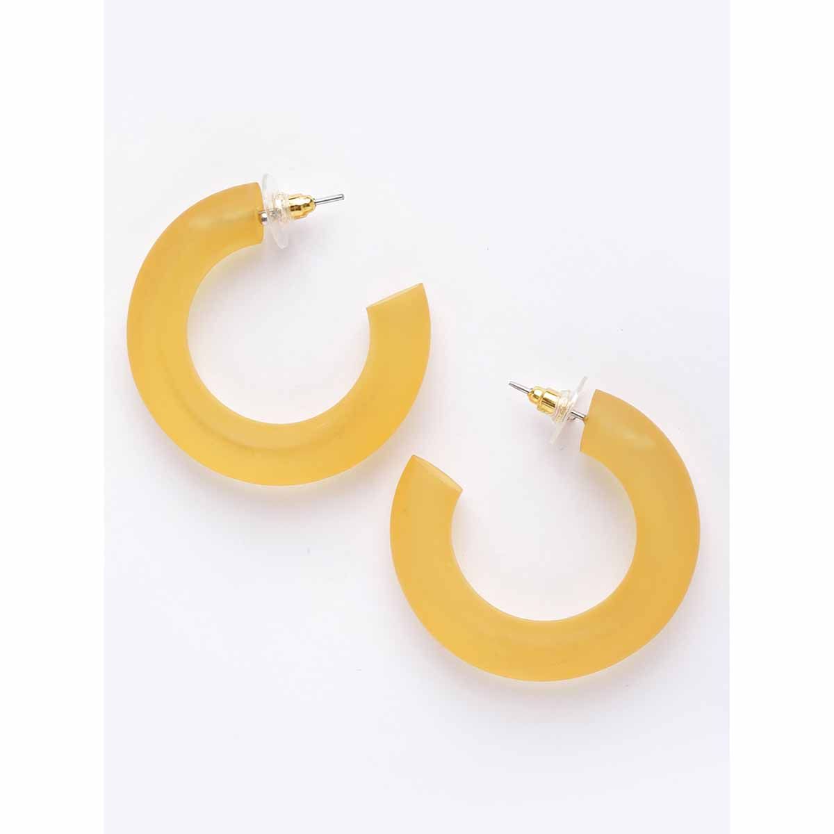 Buy Vogue Panash Yellow Contemporary Half Hoop Earrings Online
