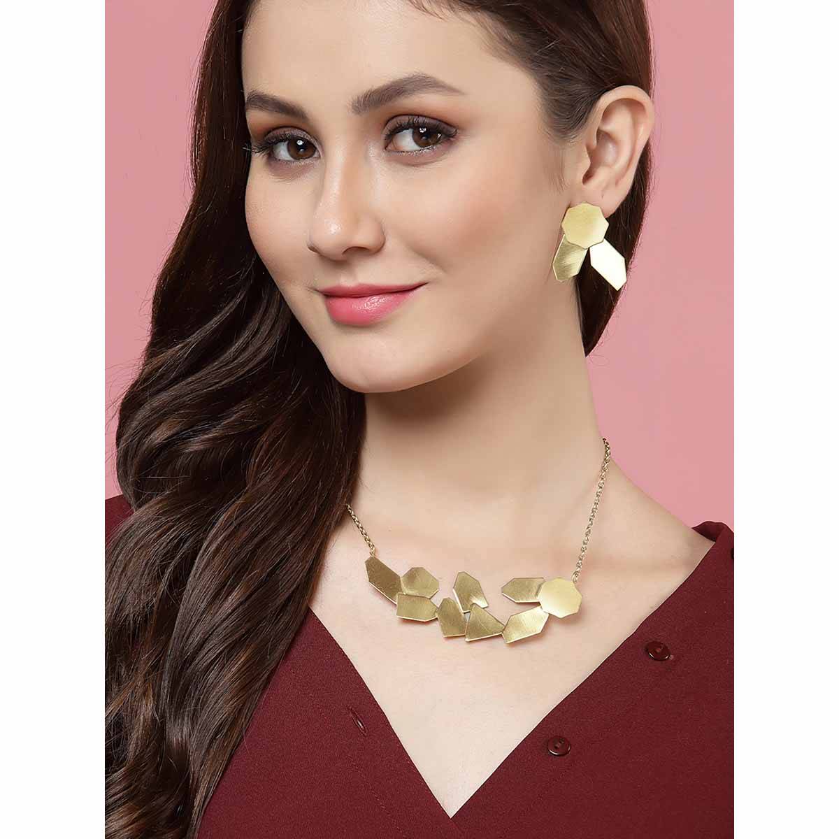 Vogue Panash Gold Contempory Shaped Jewellery Sets