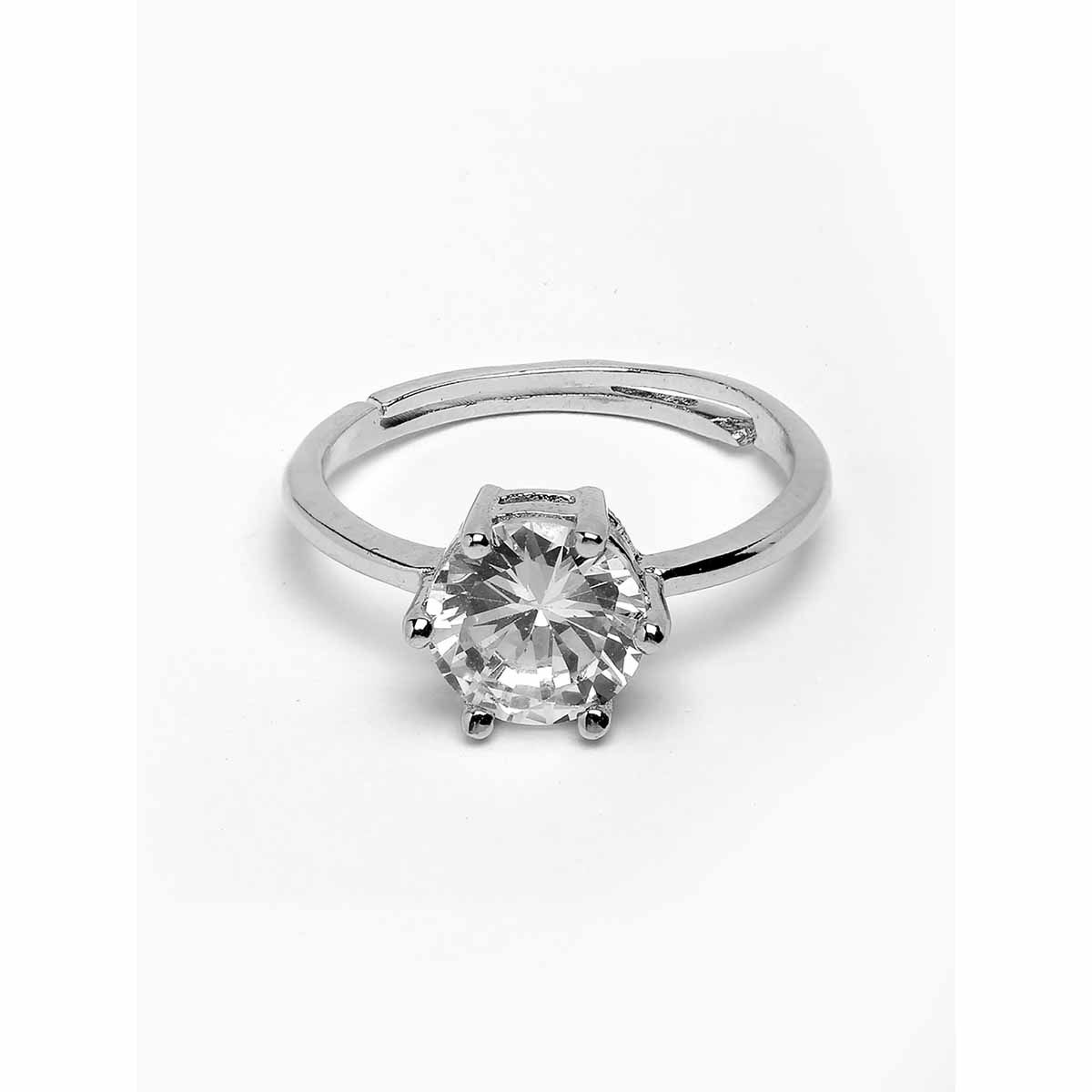 Buy Vogue Panash White SilverPlated Solitaire American Diamond Studded