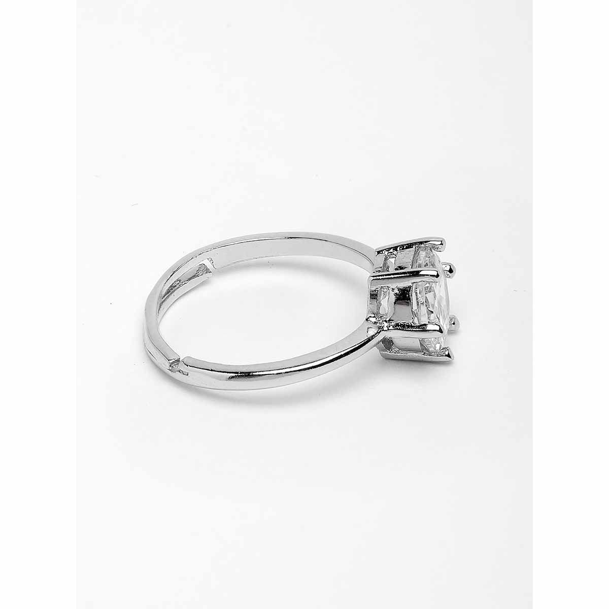 Buy Vogue Panash White SilverPlated Solitaire American Diamond Studded