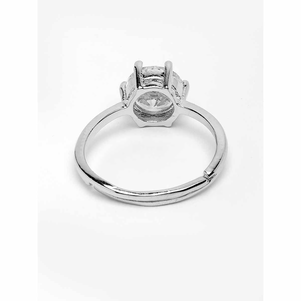 Buy Vogue Panash White SilverPlated Solitaire American Diamond Studded