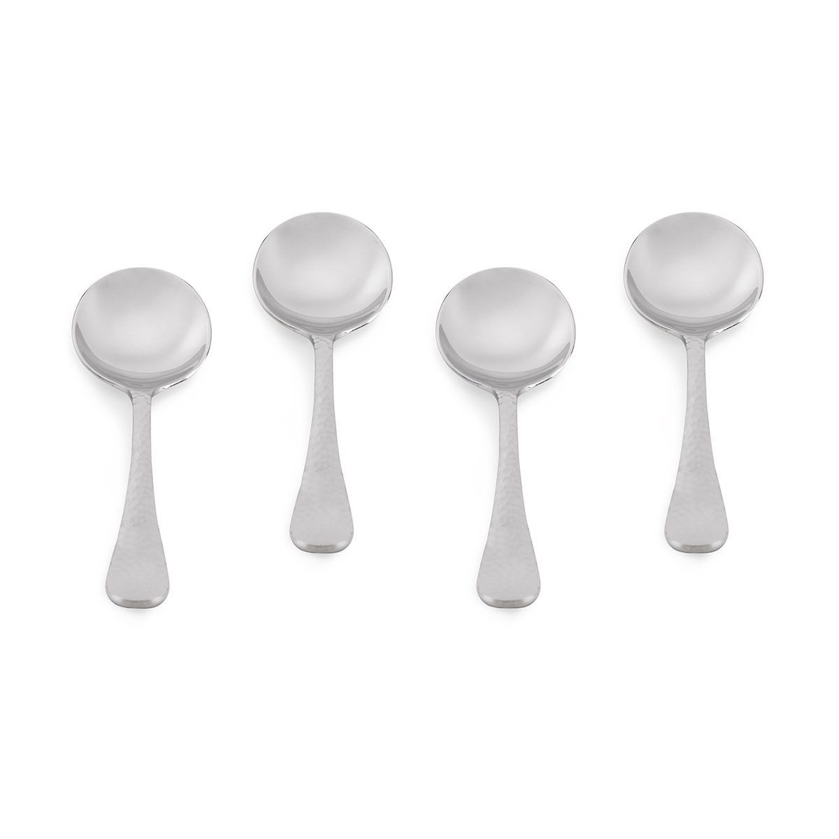 Pure Home Living Set Of 4 Silver Stainless Steel Soup Spoons With Hammered Detail Buy Pure 8987