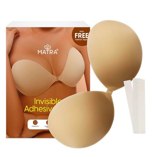SAYFUT - SAYFUT Push-up Bra Wing Shape Gel Strapless, Reusable Bras Adjustable Nude Self Adhesive Invisible Backless For Wedding Dress Evening Gowns Cup D
