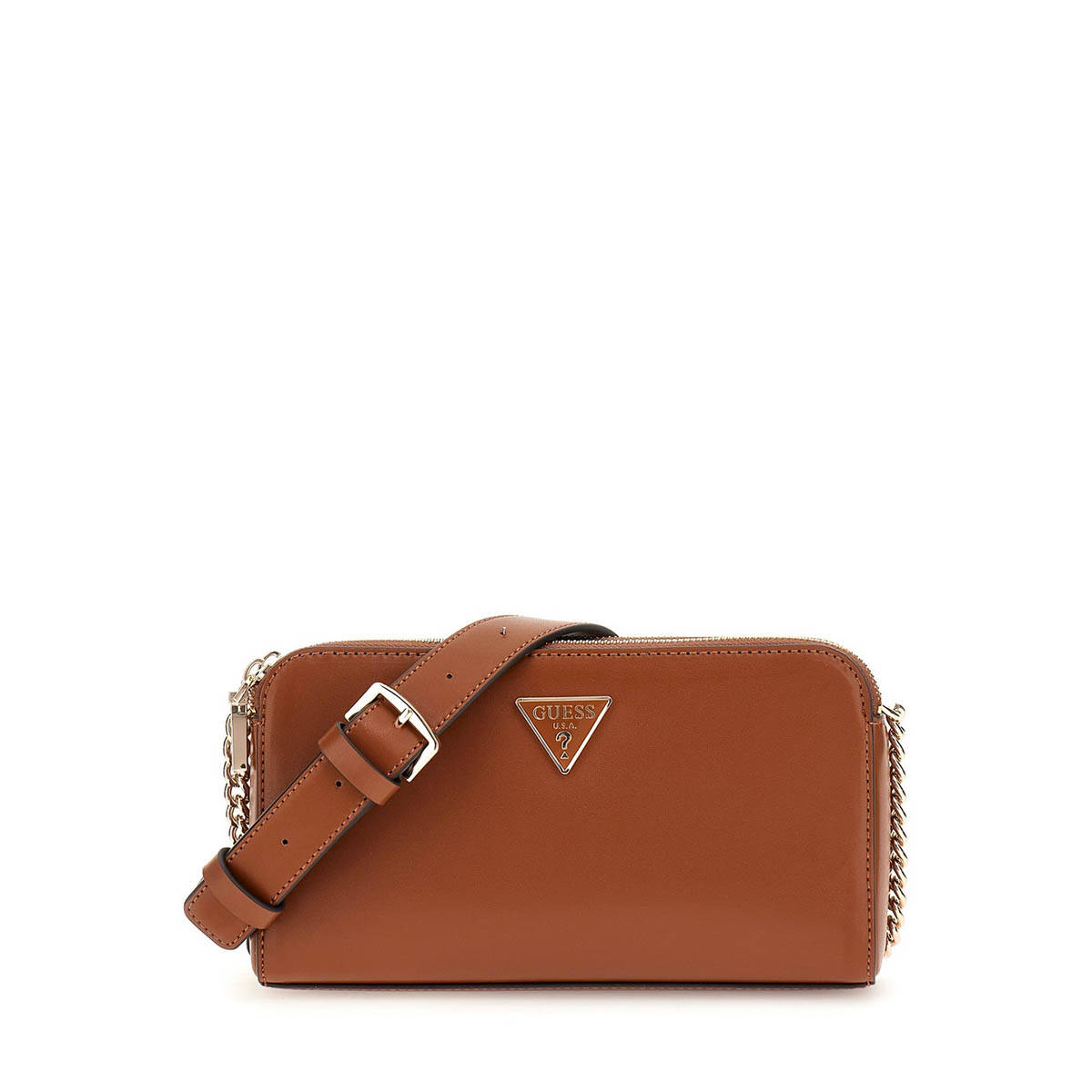 Guess Cognac Solid Polyurethane Daryna Status Sling Bag