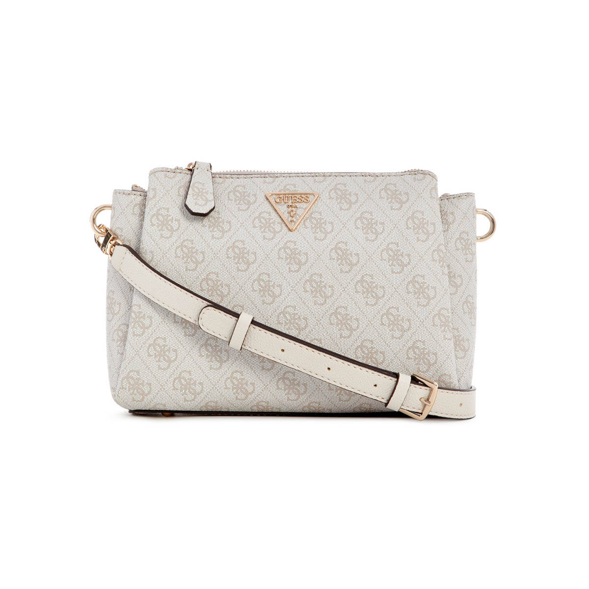 Guess Bone Logo Monogram Polyurethane Noelle Tri Compartment Sling Bag