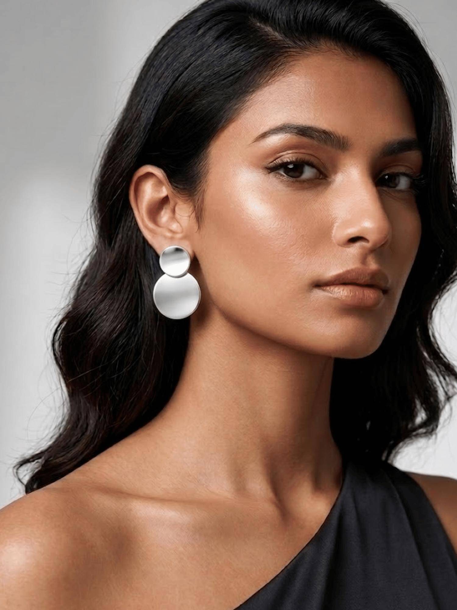 Niscka Silver Glossy Earrings For Women
