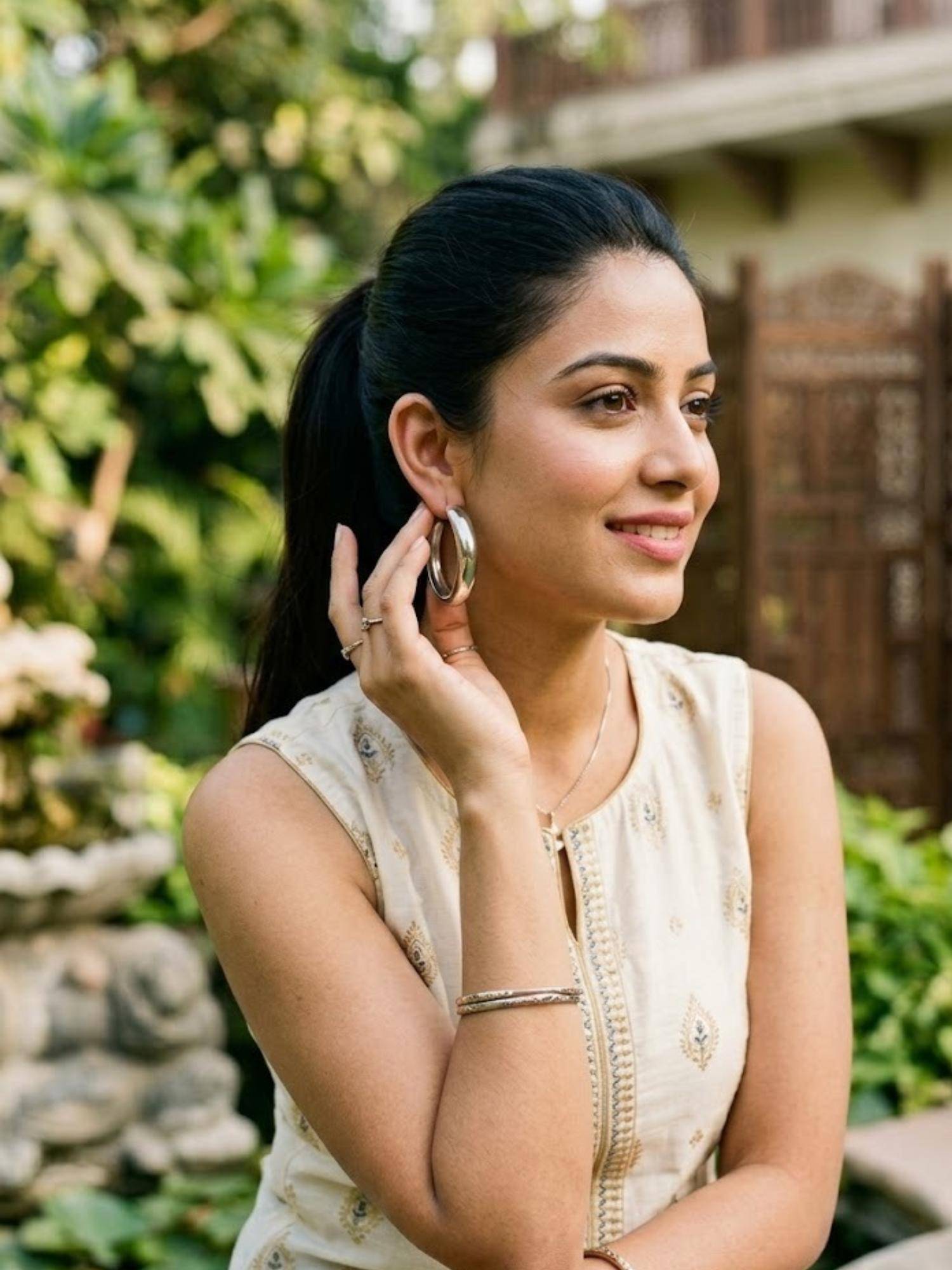Niscka Stylish Silver Hoops For Women