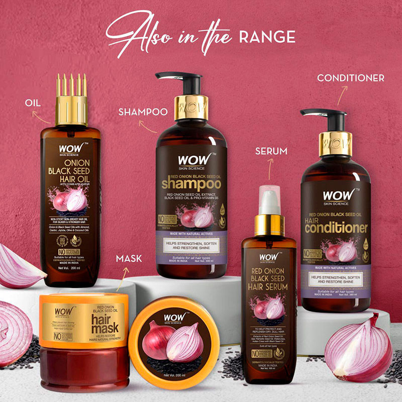 Buy WOW Skin Science Red Onion Black Seed Oil Shampoo with Red Onion Seed  Oil Extract Black Seed Oil  ProVitamin B5  Controls Hair fall   Sulphate  Paraben Free 