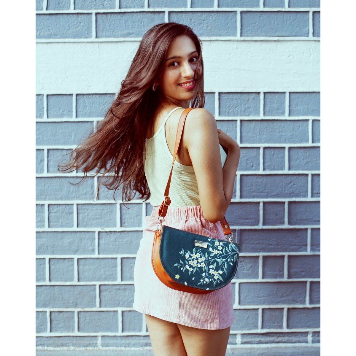 Buy Strokes by Namrata Mehta Periwinkle Teal Baguette Bag Online