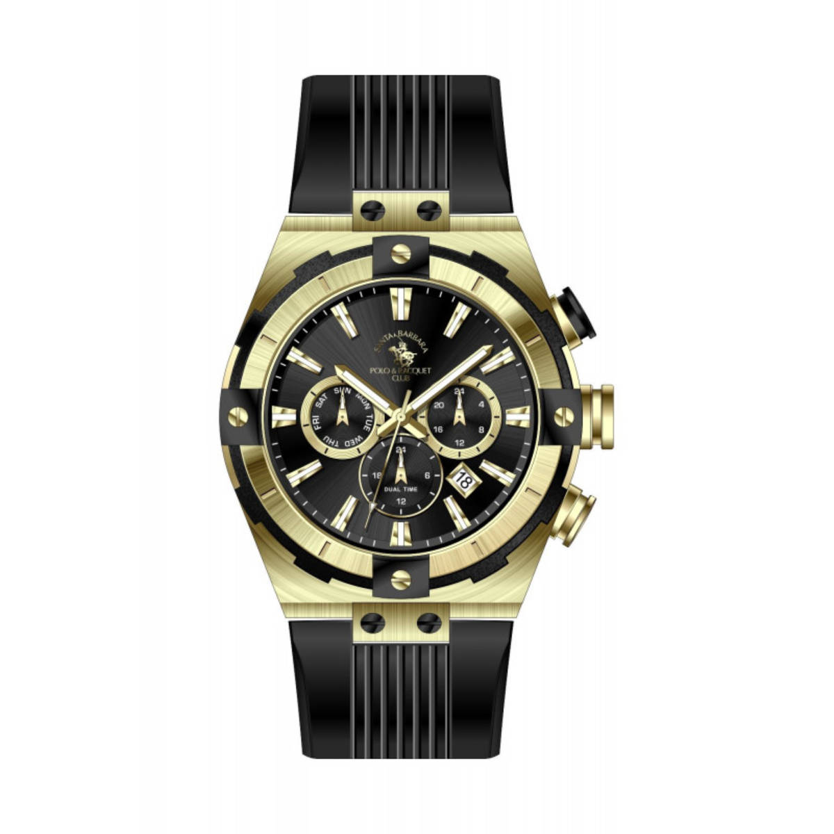 Santa Barbara Polo & Racquet Club Men Black Quartz Dial Analog Watch (SB1105106) (M)