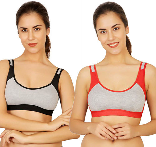 Cotton Lycra Non Padded Seamless Gym Running Sports Bra, Plain at Rs  125/piece in Noida