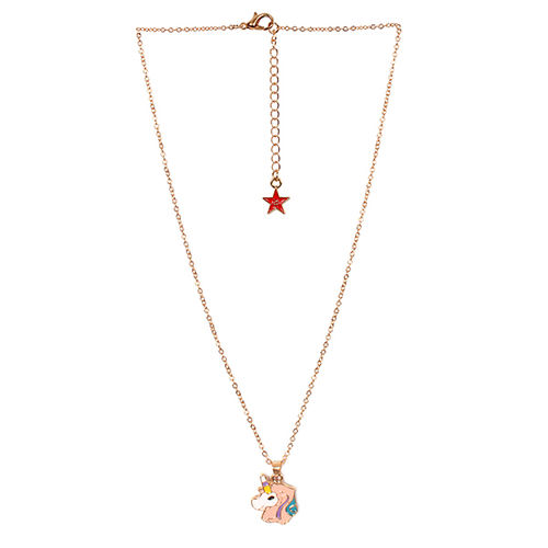Lil Star By Ayesha Metallic Gold Unicorn Head Enamel Pendant