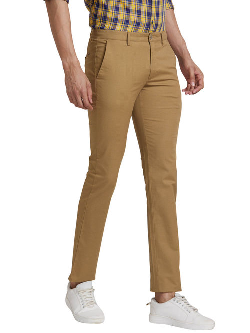 Khaki Park Avenue Pants Buy Park Avenue Khaki Checks Trousers For