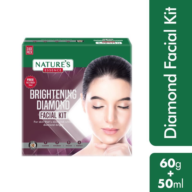 Natures Essence Brightening Diamond Facial Kit- For 3 Uses With Free Face wash