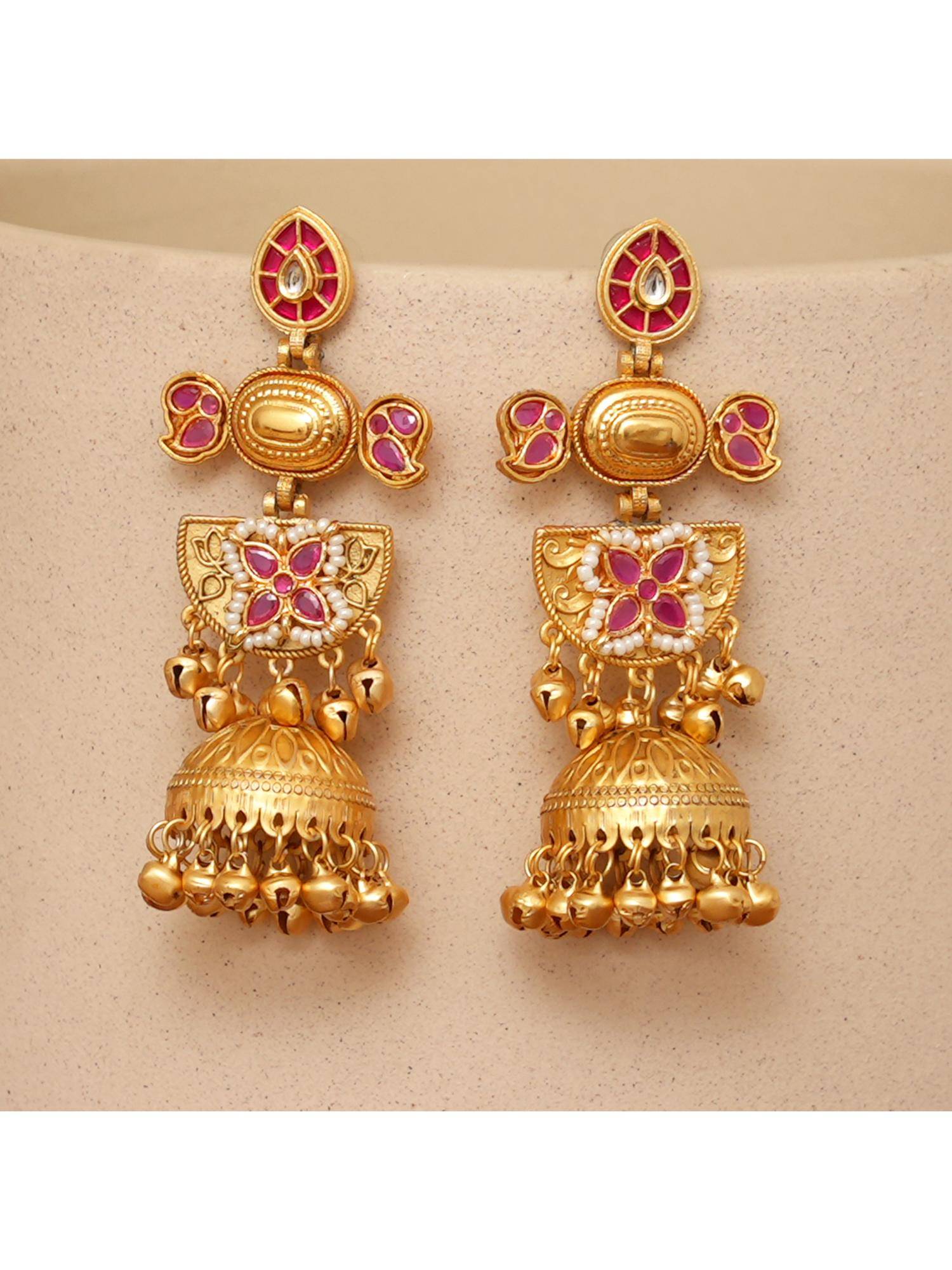 Beryachi Aaradhya Designer Kundan Jhumka - Pink