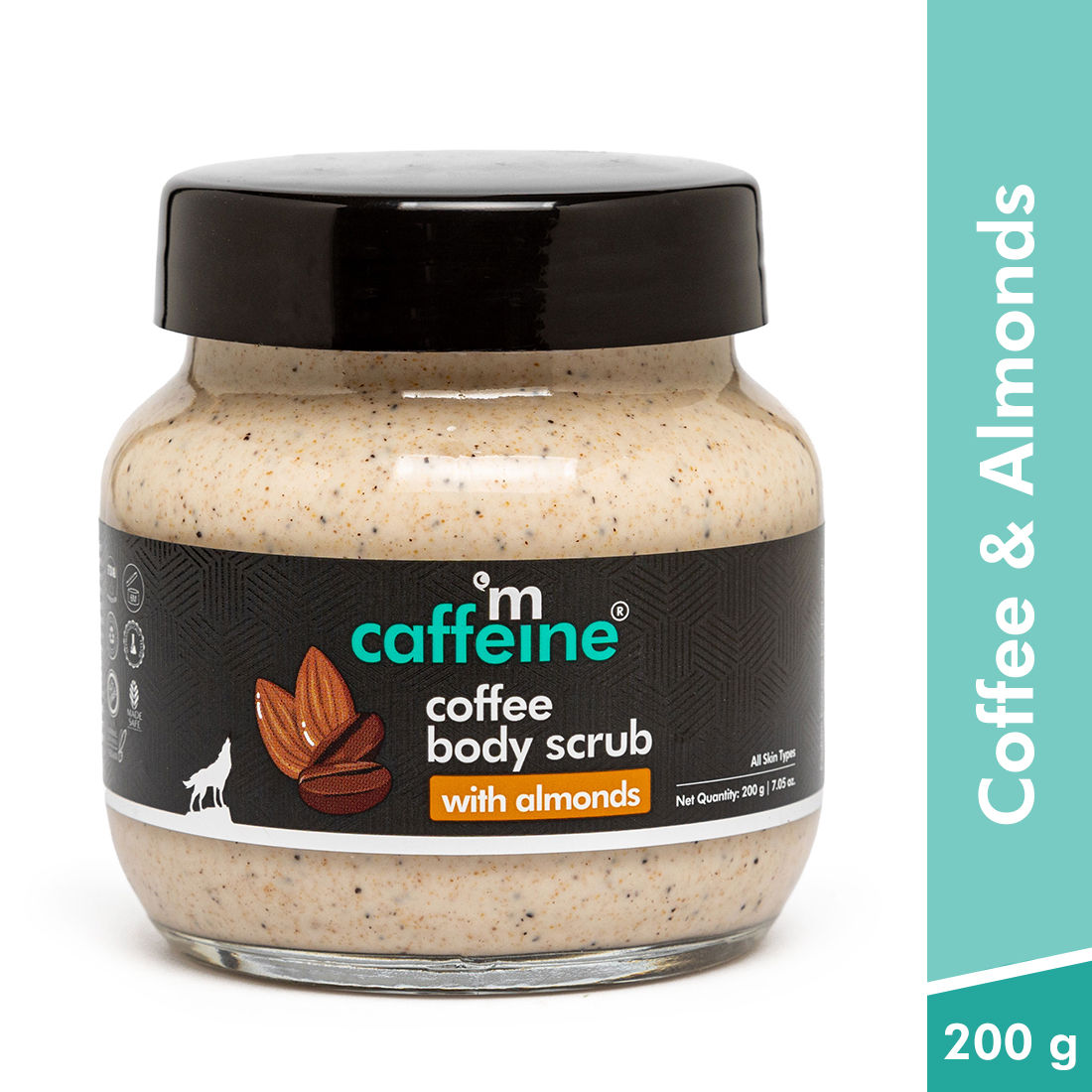 MCaffeine Creamy Coffee Body Scrub with Almonds Moisturizes, Exfoliates, Removes Tan & Dry