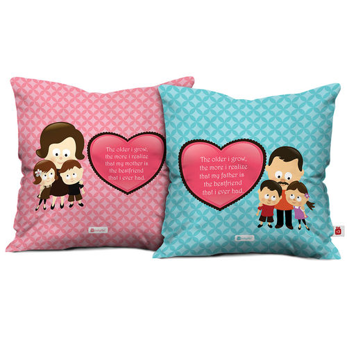 Indigifts Gift Mom Dad Are My Best Friend Cushion Cover with Filler Set  of (12X12 Inches)