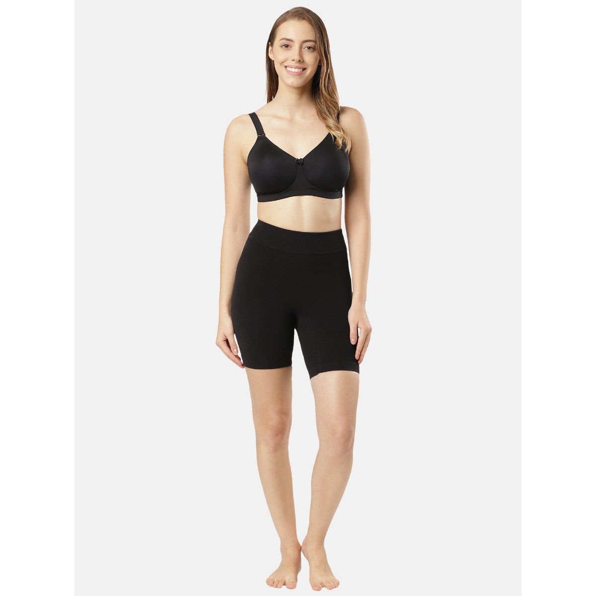 High Waist Hook-and-Eye Shorts Shapewear with Lace Trim