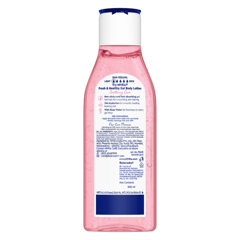 nivea rose water gel body lotion
