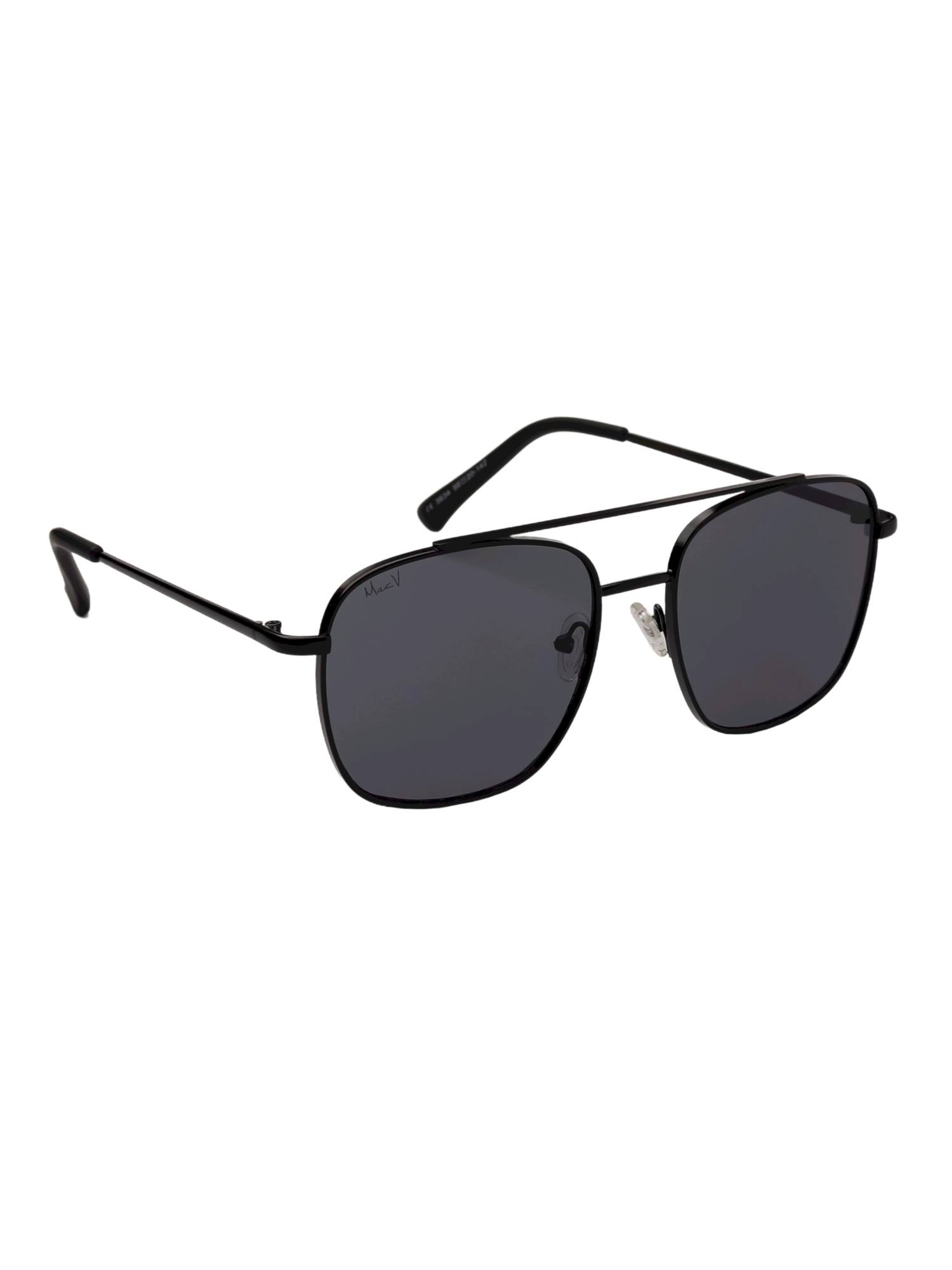 MacV Unisex Polarised & UV Protected Black Lens Aviator Sunglasses (56)