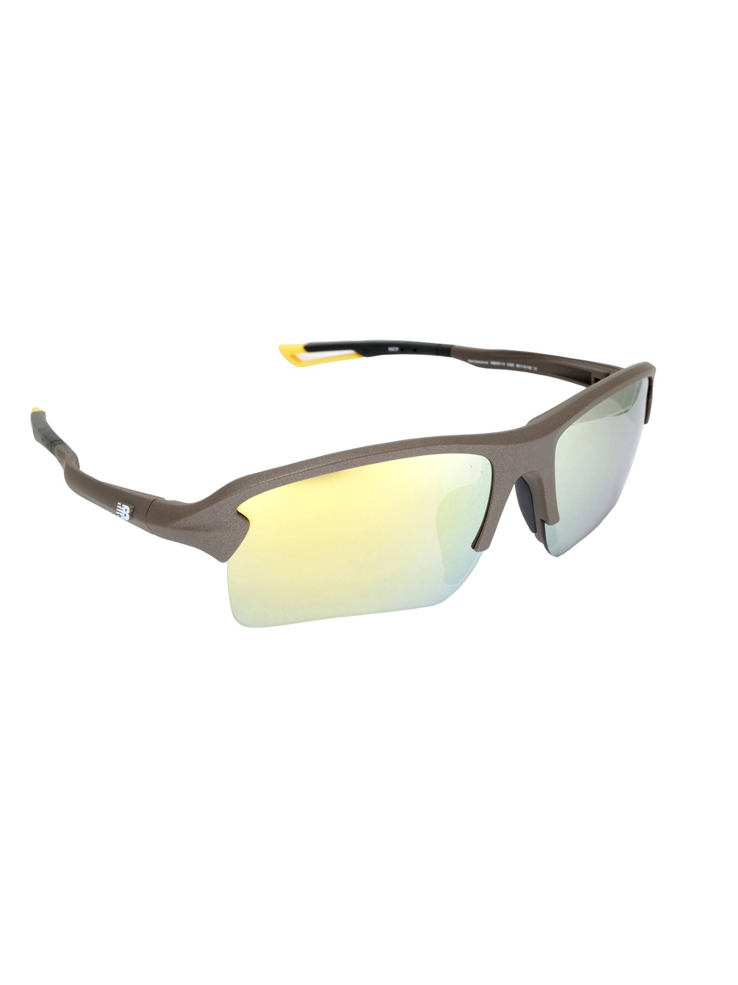 New Balance Unisex Polarised & UV Protected Sports Gold Lens Rectangle Sunglasses (62)