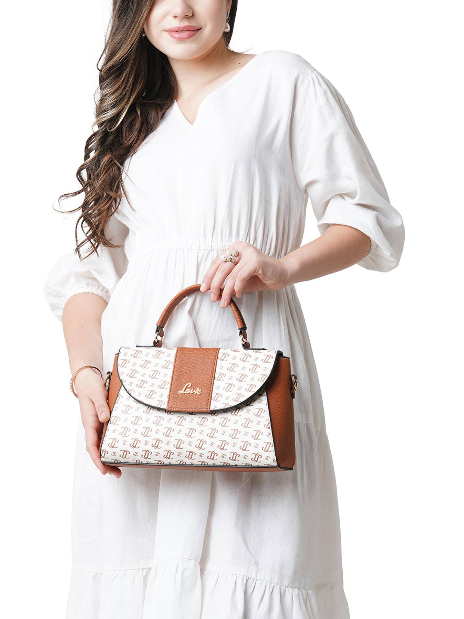 Lavie Women's Becky Flap Satchel Handbag (Off White) (M)