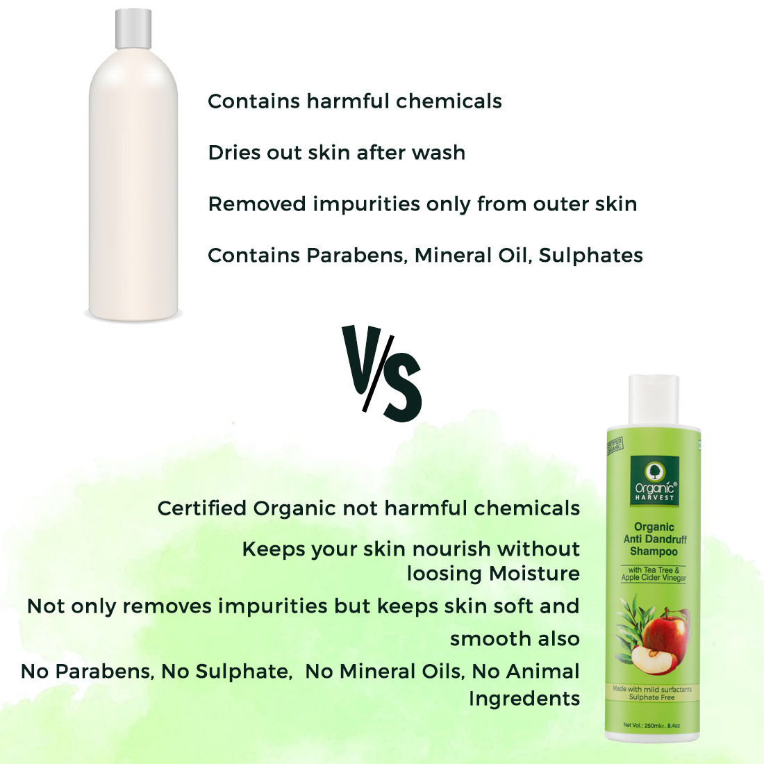 Organic Harvest AntiDandruff Shampoo For Men & Women with Apple Cider