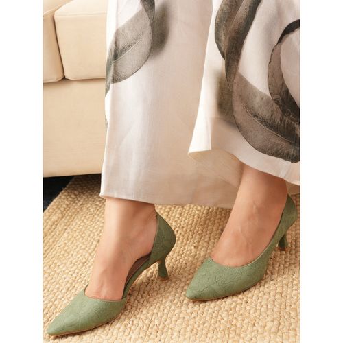 Buy SCENTRA Helena Green Kitten Heel Pumps Online