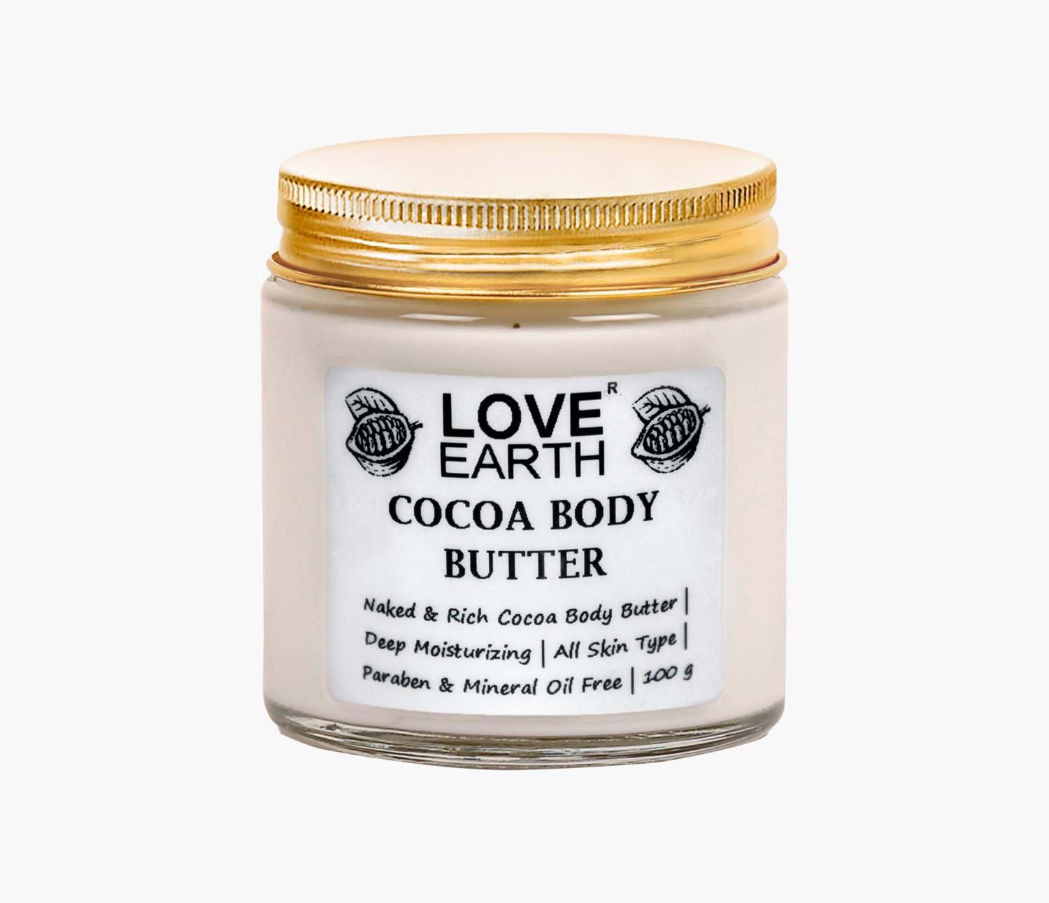 Love Earth Cocoa Body Butter with Organic Cocoa Butter for Skin Moisturization & Nourishment