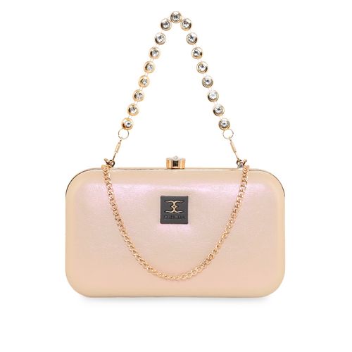 Buy ESBEDA Beige Color Partywear Boxy Clutch For Women (S) Online