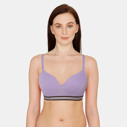 Buy Zivame Sporty Twist Padded Non Wired 3/4th Coverage T-shirt Bra -  Violet Tulip - Purple Online