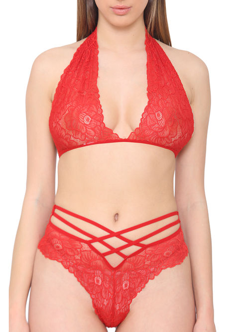 Women See Through Bra And Panty Set Underwear Lace See Through Bralette  With Garter Belt Red Femme Under Wear For Sex Intimate X0526 From 13,03 €
