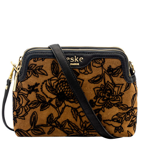 Eske Camel Suede Nunzia Small Leather Shopper Bag