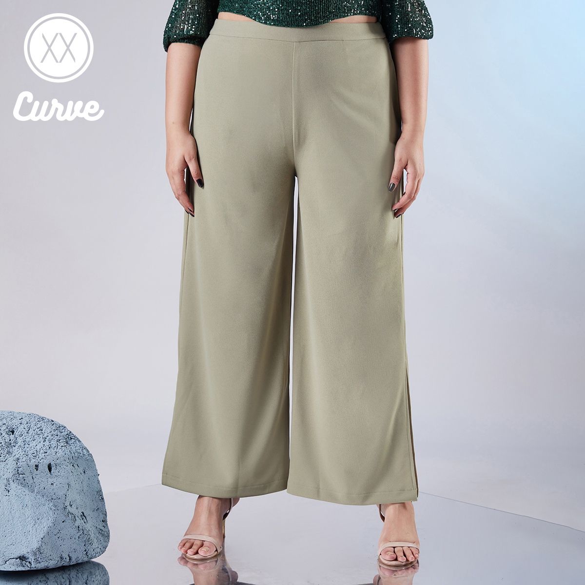High Waisted Flare Pants with Side Split (WPA217A) | Style State