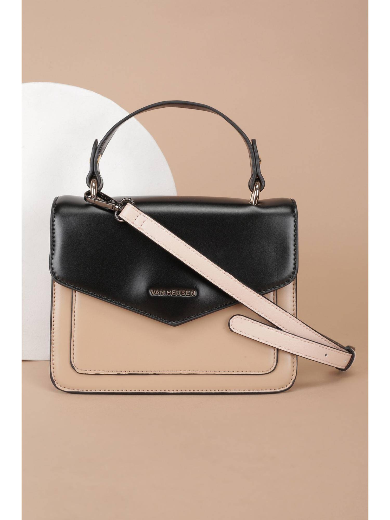 Van Heusen Women Beige Colorblock Casual Handbag With Detachable Strap