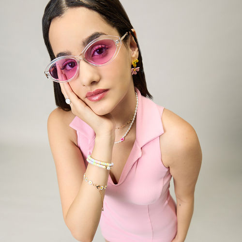 Buy MIXT by Nykaa Fashion Pink Solid Oval Everyday Acrylic