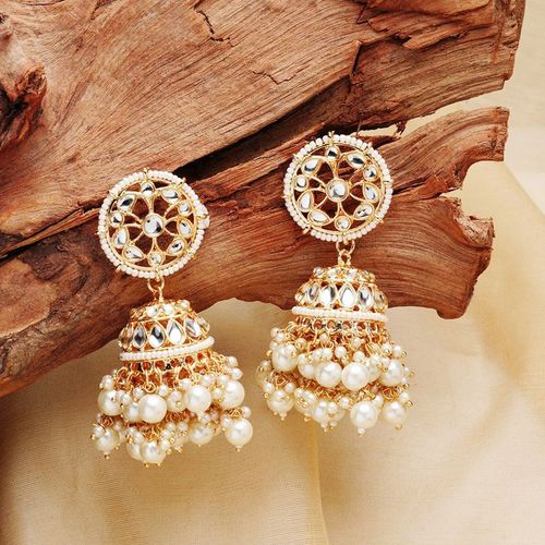 Zaveri Pearls Gold Tone Traditional Kundan Pearls Jhumki Earring-ZPFK11012