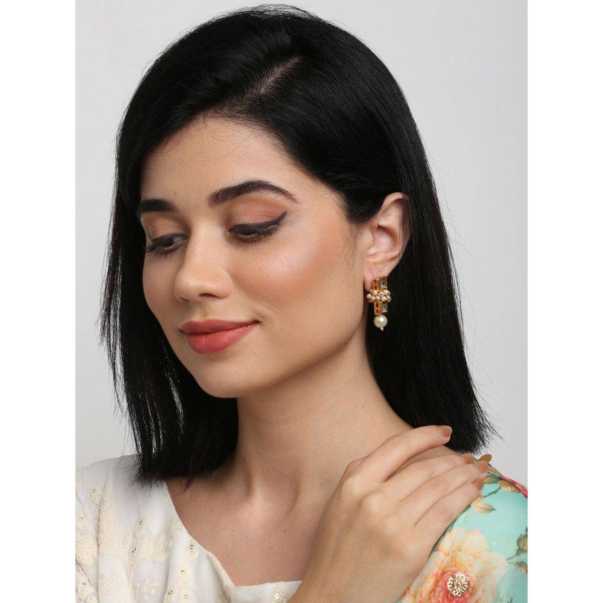 RUBY RAANG STUDIO Gold-Toned Contemporary Drop Earrings