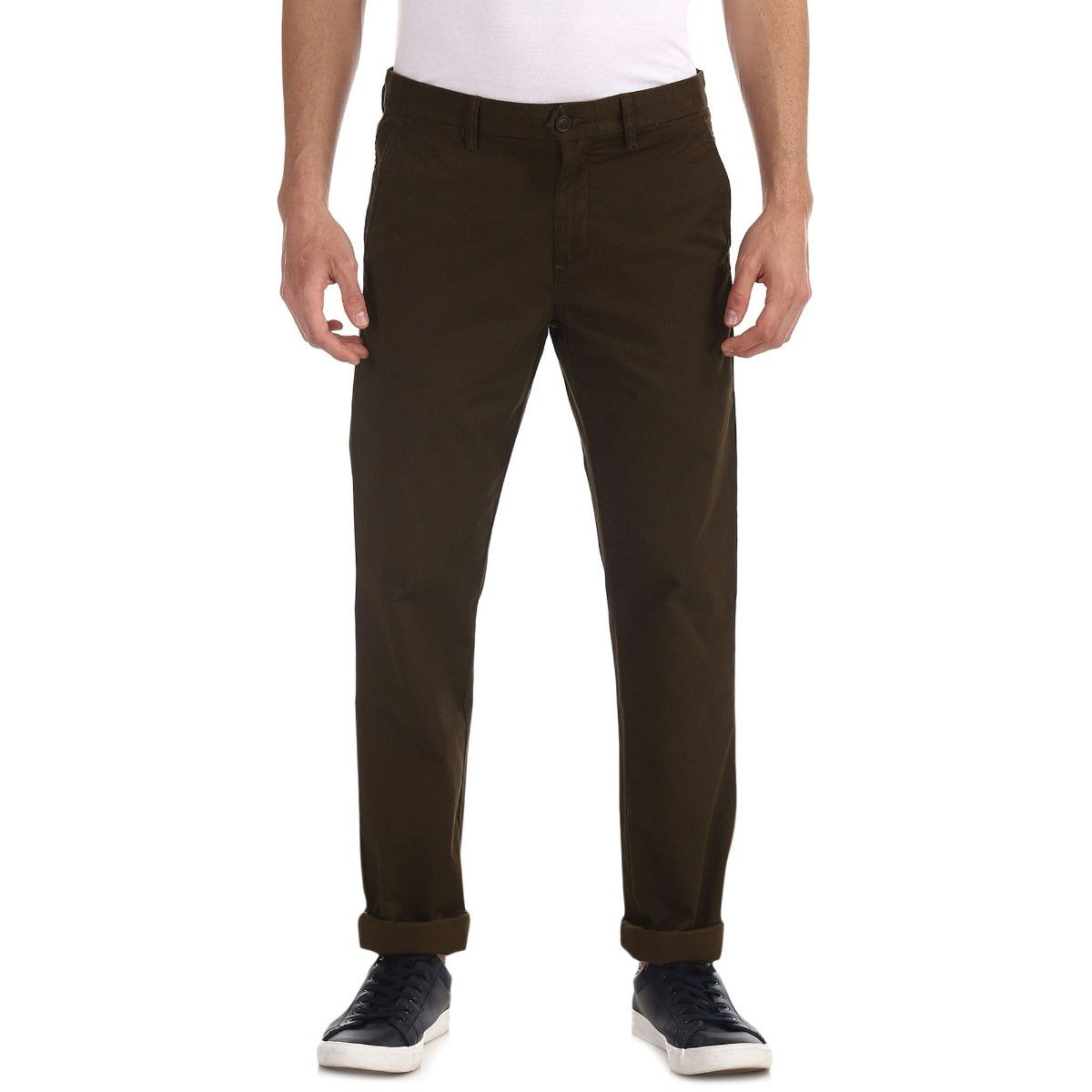 Buy Arrow Sport Men Beige Chrysler Fit Solid Trousers - Trousers for Men  2199433 | Myntra
